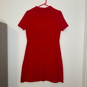 ZARA SHORT SLEEVE RED MINI SWEATER DRESS SIZE L